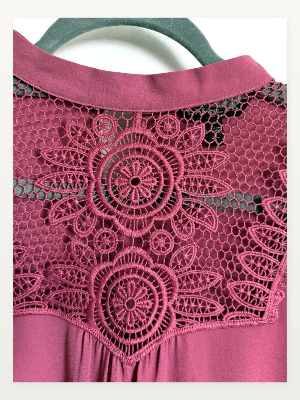 Express Dusty Rose Crochet Lace Back Flutter Sleeve Blouse M